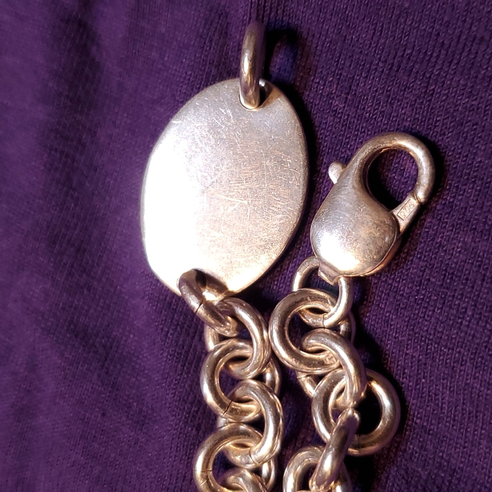 Silver Toggle Necklace with oval Pendant - Picture 7 of 16